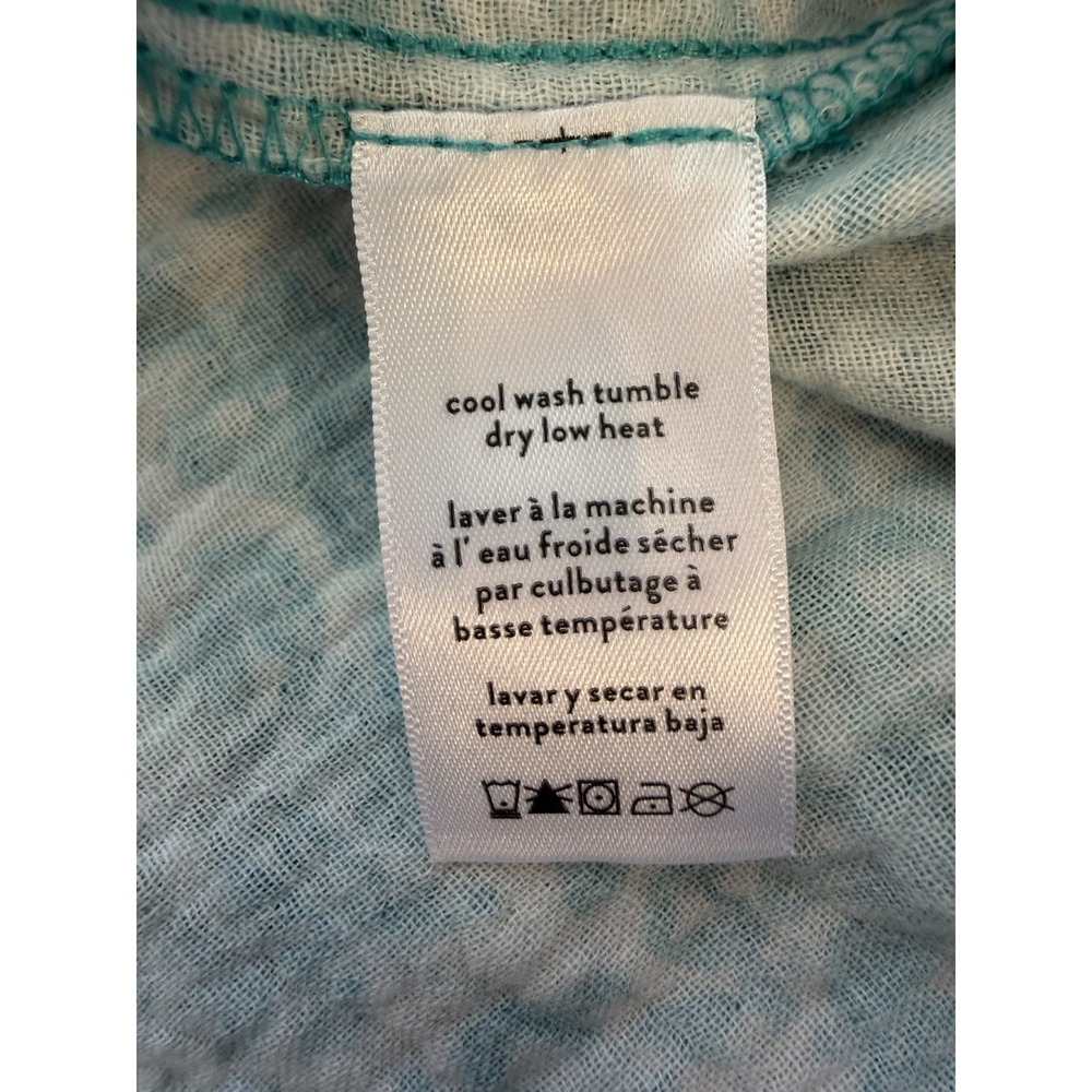 RipSkirt Cotton Shirt Dress Cover Up Teal White Floral Print Pockets Large - Picture 10 of 11